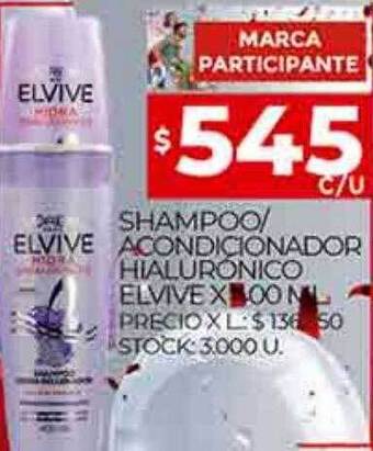 Supermercados DIA Shampoo acondicionador hialurónico elvive oferta