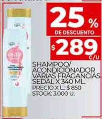 Supermercados DIA Shampoo acondicionador varias fragancias sedal oferta