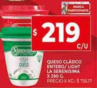 Supermercados DIA Queso clásico entero light la serenisima oferta