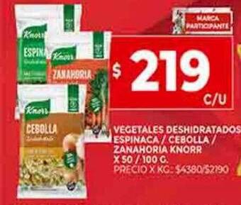 Supermercados DIA Vegetales deshidratados espinaca cebolla zanahoria knorr oferta