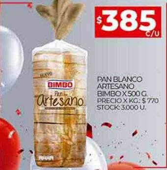 Supermercados DIA Pan blanco artesano bimbo oferta