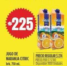 Supermercados Vea Jugo de naranja citric oferta