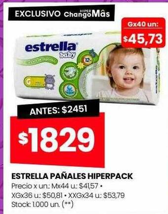 Changomas Estrella pañales hiperpack oferta