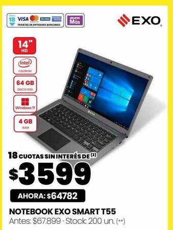 Changomas Notebook exo smart t55 oferta