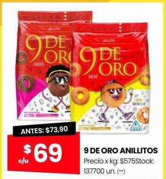 Changomas 9 de oro anillitos oferta