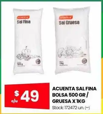 Changomas Acuenta sal fina bolsa 500 gr gruesa oferta