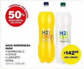 Atomo Conviene Agua saborizada h2oh 50% descuento 2da unidad oferta