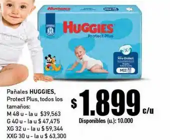 Pañales huggies protect plus, todos los tamaños