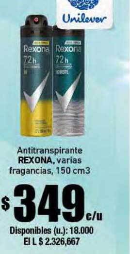 Cooperativa Obrera Antitranspirante rexona varias fragancias oferta