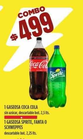 Supermercados Vea 1 gaseosa coca cola + 1 gaseosa sprite fanta o schweppes oferta