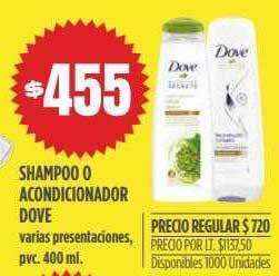 Supermercados Vea Shampoo o acondicionador dove oferta