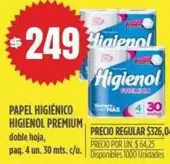 Supermercados Vea Papel higiénico higienol premium oferta