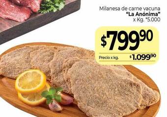 La Anonima Milanesa de carne vacuna oferta