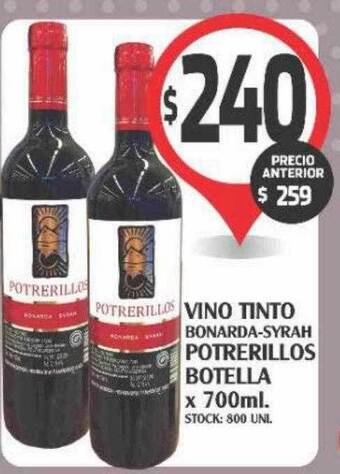 Supermercados Malambo Vino tinto bonarda-syrah potrerillos botella oferta