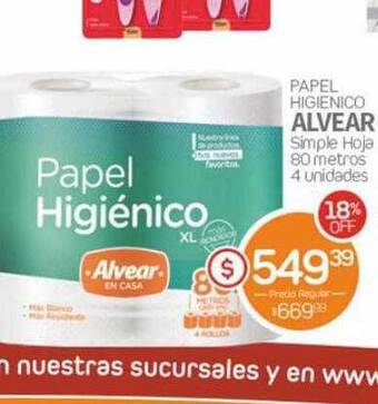 Alvear Papel higiénico alvear simple hoja oferta