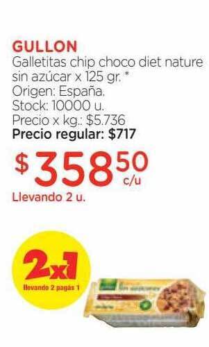 Farmacity Gullon galletitas chip choco diet nature sin azúcar oferta