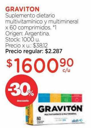 Farmacity Graviton suplemento dietario multivitaminico y multimineral -30% descuento oferta