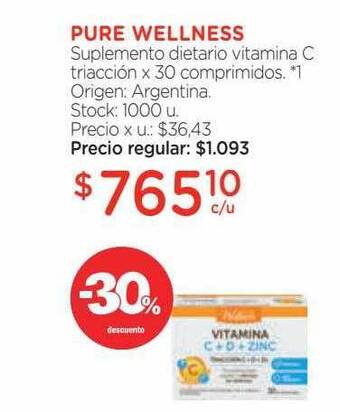 Farmacity Pure wellness suplemento dietario vitamina c triacción oferta