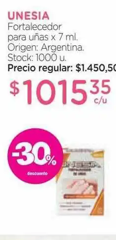 Farmacity Unesia fortalecedor para uñas -30% descuento oferta