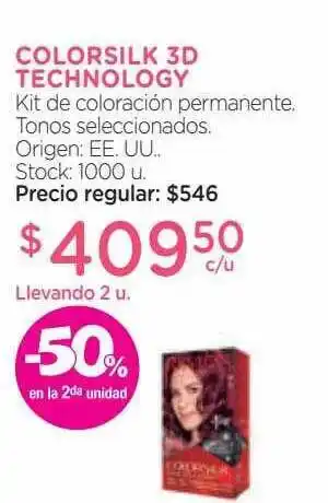 Farmacity Colorsilk 3d technology kit de coloración permanente -50% en la 2da unidad oferta