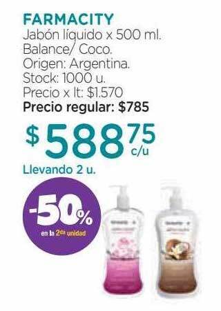 Farmacity Farmacity jabón líquido -50% en la 2da unidad oferta