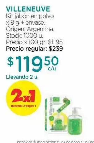 Farmacity Villeneuve kit jabón en polvo oferta