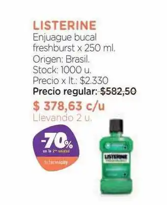 Farmacity Listerine enjuague bucal freshburst oferta