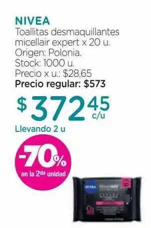 Farmacity Nivea toallitas desmaquillantes micellair expert -70% en la 2da unidad oferta