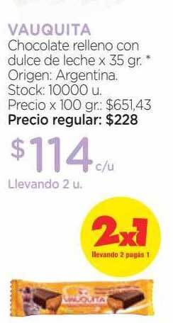 Farmacity Vauquita chocolate relleno con dulce de leche oferta
