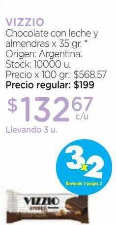 Farmacity Vizzio chocolate con leche y almendras oferta