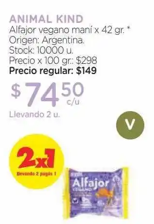 Farmacity Animal kind alfajor vegano maní oferta