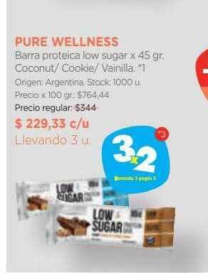 Farmacity Pure wellness barra proteica low sugar oferta
