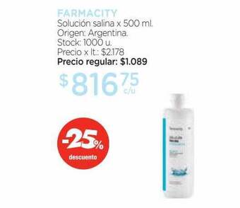 Farmacity Farmacity solución salina -25% descuento oferta