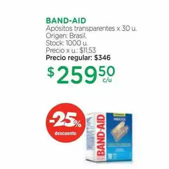 Farmacity Band-aid apósitos transparentes -25% descuento oferta