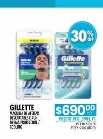 Pigmento Gillette máquina de afeitar descartable derma protección cooling oferta