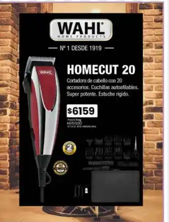 Cortadora de cabello con 20 accesorios cuchillas autofilables super potente estuche rigido wahl