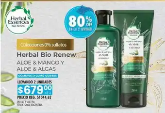 Pigmento Herbazl bio renew aloe & mango y aloe & algas 80% off en la 2° unidad oferta