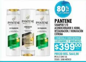 Pigmento Pantene shampoo y o acondicionador 80% off en la 2° unidad oferta