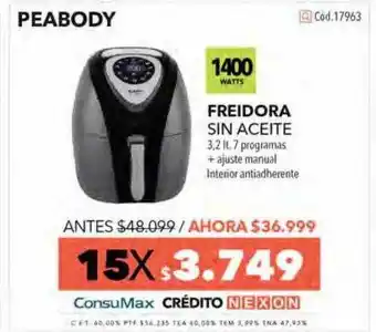Nexon Freidora sin aceite peabody oferta