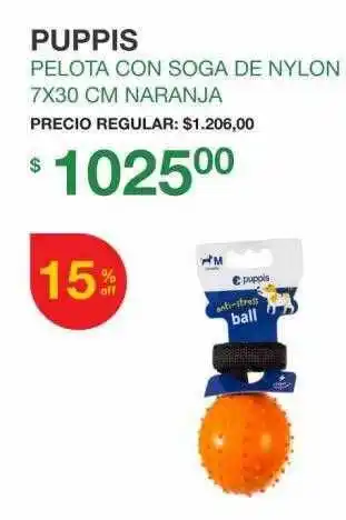 Puppis Puppis pelota con soga de nylon 7x30 cm naranja oferta