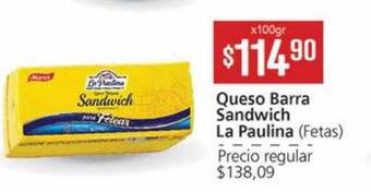 Supermercados Aiello Queso barra sandwich la paulina oferta