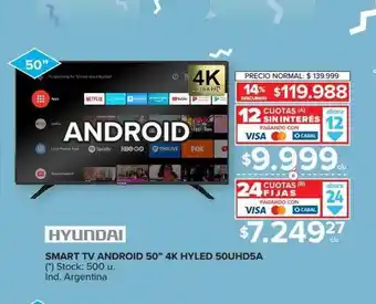 Carrefour Hyundai smart tv android 50 oferta