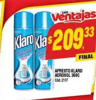 Supermercados Yaguar Apresto klaro aerosol oferta
