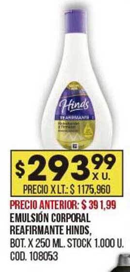 Coto Emulsión corporal reafirmante hinds oferta
