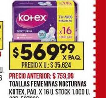 Coto Toallas femeninas nocturnas kotex oferta