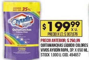 Coto Quitamanchas líquido colores vivos ayudín ropa oferta