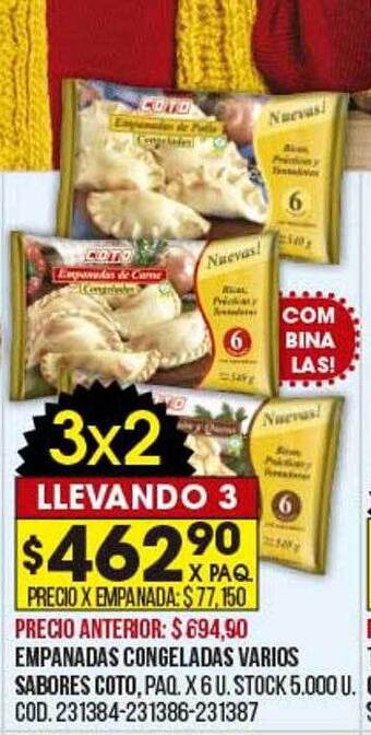 Coto Empanadas congeladas varios sabores coto oferta
