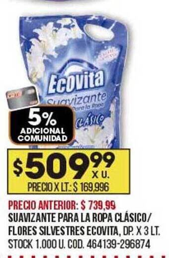 Coto Suavizante para la ropa clásico flores silvestres ecovita oferta