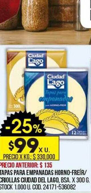 Coto Tapas para empanadas horno-freír criollas ciudad del lago oferta