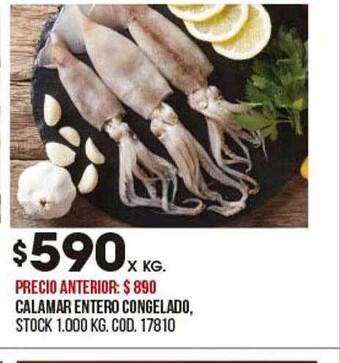 Coto Calamar entero congelado oferta